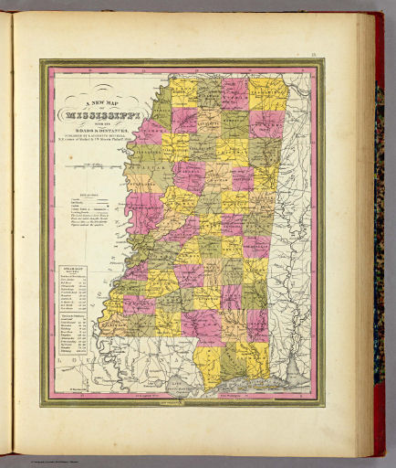 Mitchell's Universal Atlas (1846)
23. A New Map of Mississippi with its Roads & Distances