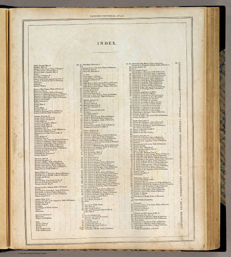 Tanner's Universal Atlas (1836)
Register / Index