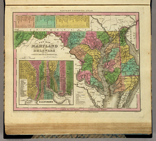 Tanner's Universal Atlas (1836)
12. A New Map of Maryland and Delaware with their Canals, ...