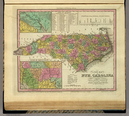 Tanner's Universal Atlas (1836)
14. A New Map of Nth. Carolina with its Canals, ...