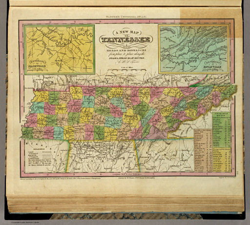 Tanner's Universal Atlas (1836)
22. A New Map of Tennessee with its Roads ...