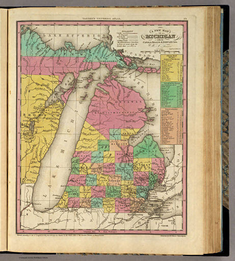 Tanner's Universal Atlas (1836)
25. A New Map of Michigan with its Canals, ...