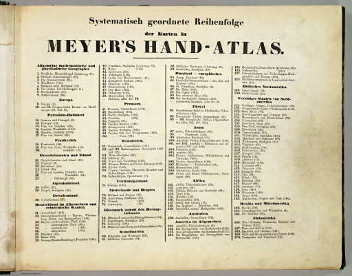 Meyer's Großer Hand-Atlas
Inhoudsopgave / Table of contents (1860)