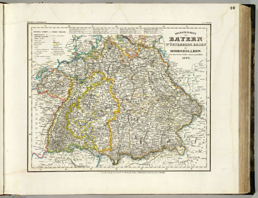 Meyer's Großer Hand-Atlas
32. Neueste Karte von Bayern, Würtemberg, Baden und Hohenzollern (1847)