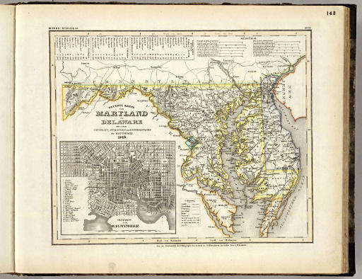 Meyer's Großer Hand-Atlas
142. Neueste Karte von Maryland und Delaware mit seinen Canaelen, ... (1846)