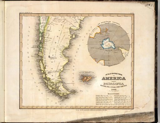 Meyer's Großer Hand-Atlas
170. Südlichster Theil von America enthaltend Patagonia, Feuerland & Falklands Gruppe (1844)