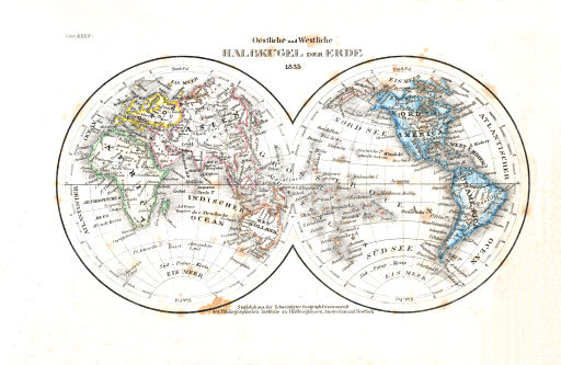 Meyer's Pfennig-Atlas (1834-1841)
3. Oestliche und Westliche Halbkugel der Erde (Lief.&nbsp;XXXX&nbsp;=&nbsp;40, 1835)