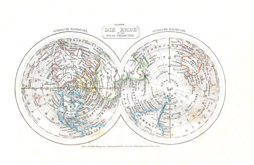 Meyer's Pfennig-Atlas (1834-1841)
4. Die Erde in der Polar-Projection (Lief.&nbsp;XXXIII&nbsp;=&nbsp;33)