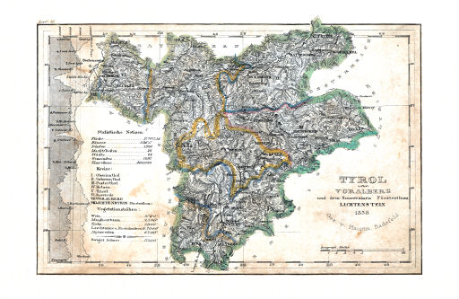 Meyer's Pfennig-Atlas (1834-1841)
35. Tyrol nebst Vorarlberg und dem Souverainen Fürstenthum Lichtenstein (Lief.&nbsp;IC&nbsp;=&nbsp;99, 1838)