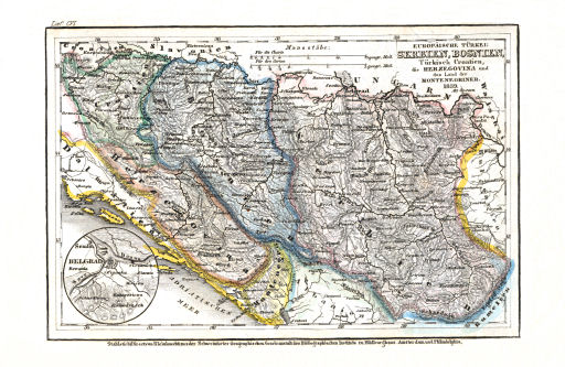 Meyer's Pfennig-Atlas (1834-1841)
82. Europäische Türkei: Serbien, Bosnien, Türkisch Croatien, die Herzegovina und das Land der Montenegriner (Lief.&nbsp;CVI&nbsp;=&nbsp;106, 1839)