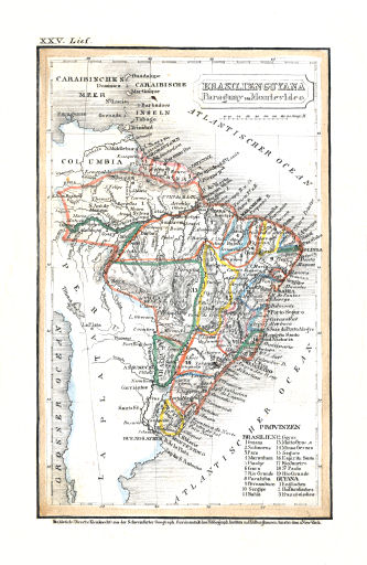 Meyer's Pfennig-Atlas (1834-1841)
95. Brasilien Guyana Paraguay u. Montevideo (Lief.&nbsp;XXV&nbsp;=&nbsp;25)