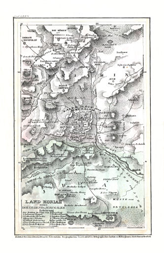 Meyer's Pfennig-Atlas (1834-1841)
102. Land Moriah oder die Gegend v. Jerusalem (Lief.&nbsp;LXXII&nbsp;=&nbsp;72)