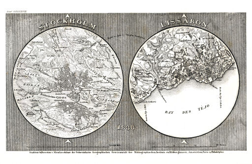 Meyer's Pfennig-Atlas (1834-1841)
104. Stockholm, Lissabon (Lief.&nbsp;LXXXXVIII&nbsp;=&nbsp;98, 1838)