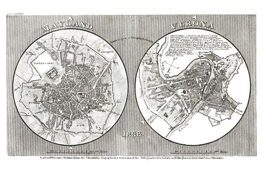 Meyer's Pfennig-Atlas (1834-1841)
106. Mayland, Verona (Lief.&nbsp;LXXXXI&nbsp;=&nbsp;91, 1838)