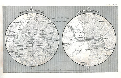 Meyer's Pfennig-Atlas (1834-1841)
112. Baden-Baden, Heidelberg (Lief.&nbsp;LXXX&nbsp;=&nbsp;80)