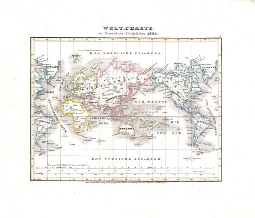 Meyer's Universal-Atlas (1830-1840)
17. Welt-Charte in Mercators Projektion (Nº&nbsp;1, 1830)