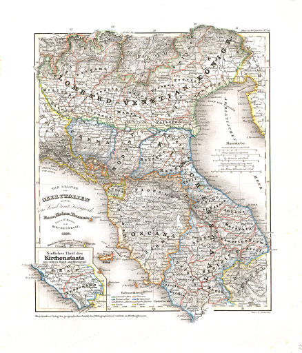 Meyer's Universal-Atlas (1830-1840)
51. Die Staaten von Ober Italien nämlich: das Lomb. Venet. Königreich, Parma, Modena, Toscana, Lucca, St. Marino u. d. Kirchenstaat (Nº&nbsp;29, 1832)
