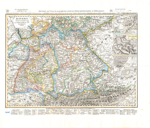 Meyer's Universal-Atlas (1830-1840)
69. Bayern, Würtemberg, beyde Hohenzollern und Baden (Nº&nbsp;44, 1834)