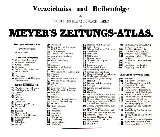 Meyer's Zeitungs-Atlas (1849-1852)
Inhoudsopgave / Table of contents