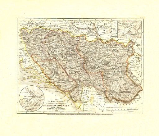 Meyer's Zeitungs-Atlas (1849-1852)
39. Die europ. Türkei. Croatien, Herzegovina, Serbien, Bosnien und das Land der Montenegriner (Nº&nbsp;19, 1849)