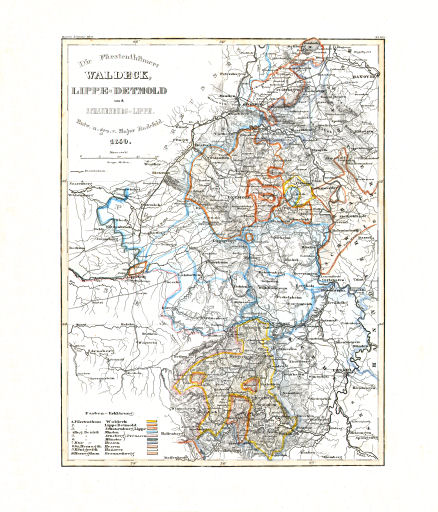 Meyer's Zeitungs-Atlas (1849-1852)
72. Die Fürstenthümer: Waldeck, Lippe-Detmold und Schauenburg-Lippe (Nº&nbsp;105, 1850)