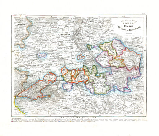 Meyer's Zeitungs-Atlas (1849-1852)
73. Die Herzogthümer Anhalt Dessau, Cöthen u. Bernburg (Nº&nbsp;83)