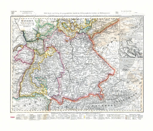 Meyer's Zeitungs-Atlas (1849-1852)
78. Bayern, Würtemberg, beyde Hohenzollern und Baden (Nº&nbsp;30)