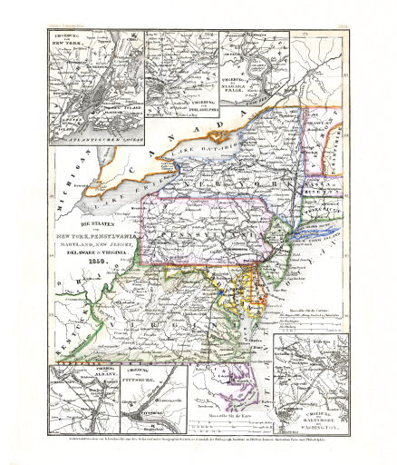 Meyer's Zeitungs-Atlas (1849-1852)
92. Die Staaten von New York, Pennsylvania, Maryland, New Jersey, Delaware & Virginia (Nº&nbsp;70, 1850)