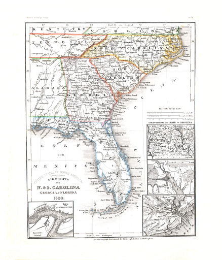 Meyer's Zeitungs-Atlas (1849-1852)
93. Die Staaten von N. & S. Carolina, Georgia & Florida (Nº&nbsp;76, 1850)