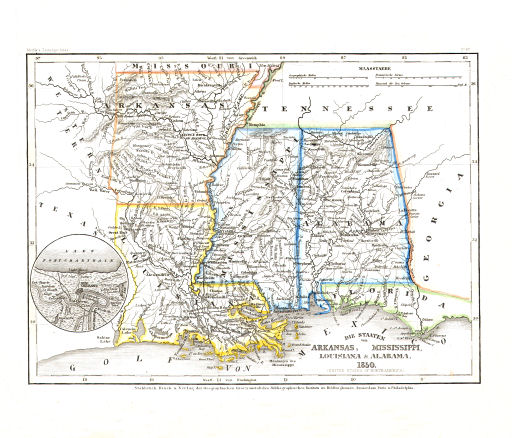 Meyer's Zeitungs-Atlas (1849-1852)
95. Die Staaten von Arkansas, Mississippi, Louisiana & Alabama (Nº&nbsp;67, 1850)