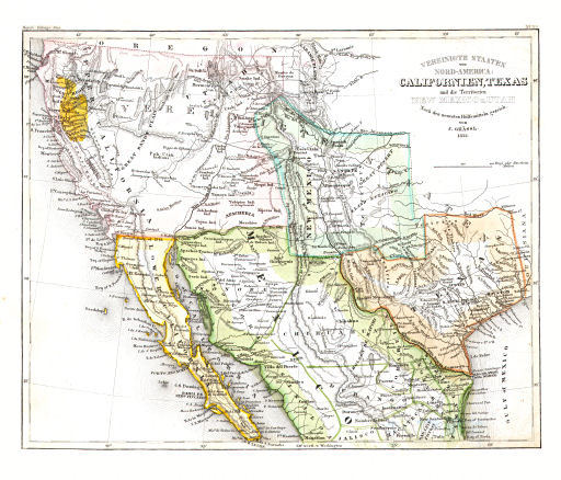 Meyer's Zeitungs-Atlas (1849-1852)
96. Vereinigte Staaten von Nord-America: Californien, Texas und die Territorien New Mexico u. Utah (Nº&nbsp;120, 1852)