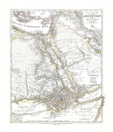 Meyer's Zeitungs-Atlas (1849-1852)
105. Die Länder des Pascha von Aegypten; Aegypten, Nubien, Arabien, Darfur, Kordofan, Candia, Syrien nebst den District Adana (Nº&nbsp;14, 1849)