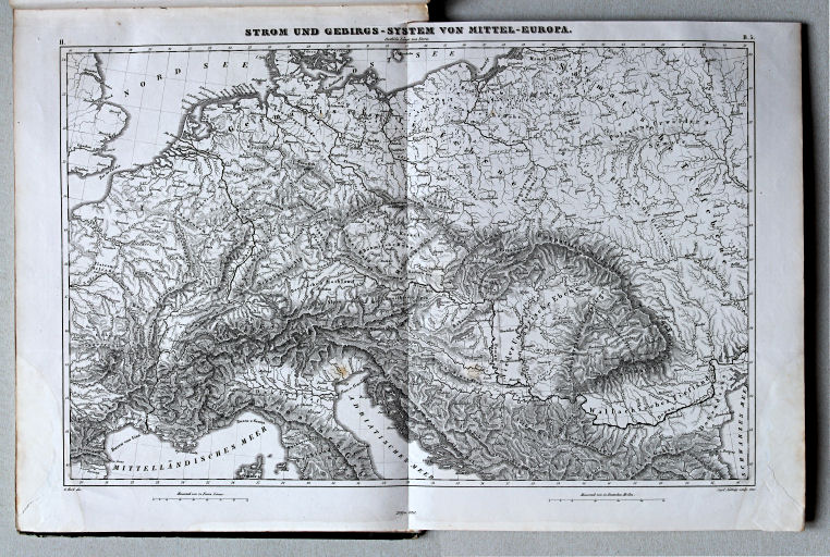 Brockhaus, Bilder-Atlas Conversations-Lexikon, II, 1856
209.210 (2.3). Strom- und Gebirgs-System von Mittel-Europa