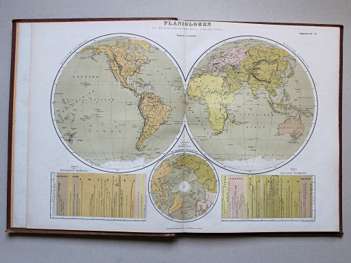 Brockhaus, Bilder-Atlas, Ikonographische Encyclopädie, VIII, ca. 1878
1.2. Planigloben in homalographischer Projection