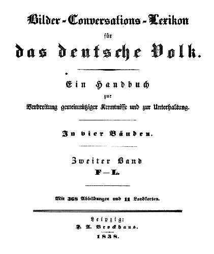 Brockhaus, Bilder-Conversations-Lexikon, 1837-1841
Deel 2, titelpagina / Volume 2, title page