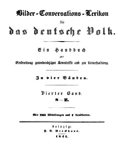 Brockhaus, Bilder-Conversations-Lexikon, 1837-1841
Deel 4, titelpagina / Volume 4, title page
