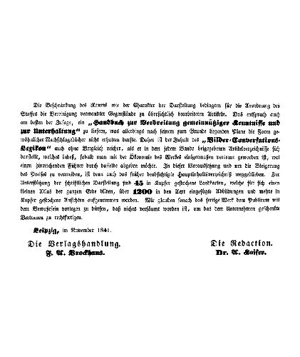 Brockhaus, Bilder-Conversations-Lexikon, 1837-1841
Deel 4, nawoord 2 / Volume 4, epilogue 2