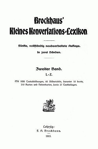 Brockhaus' Kleines Konversations-Lexikon, 1911
Title page volume 2