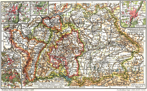 Brockhaus' Kleines Konversations-Lexikon, 1911
1.166a. Bayern, Württemberg, Baden und Elsass-Lothringen&nbsp;I