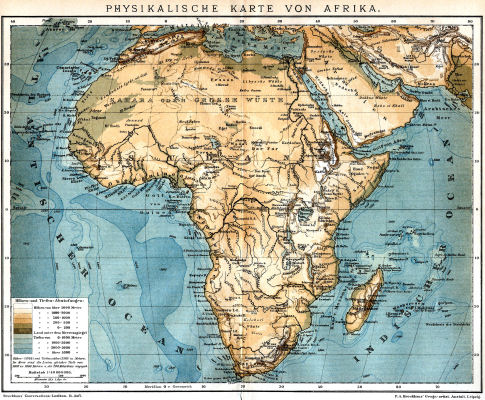 Brockhaus' Konversations-Lexikon, 1894-1897
1.177. Afrika, Physikalische Karte