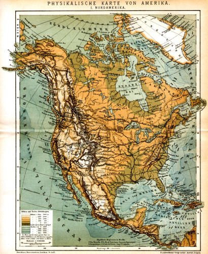 Brockhaus' Konversations-Lexikon, 1894-1897
1.513a. Physikalische Karte von Amerika. I. Nordamerika