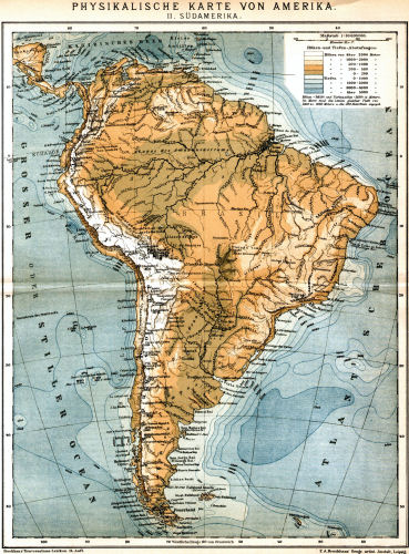 Brockhaus' Konversations-Lexikon, 1894-1897
1.513b. Physikalische Karte von Amerika. II. Südamerika
