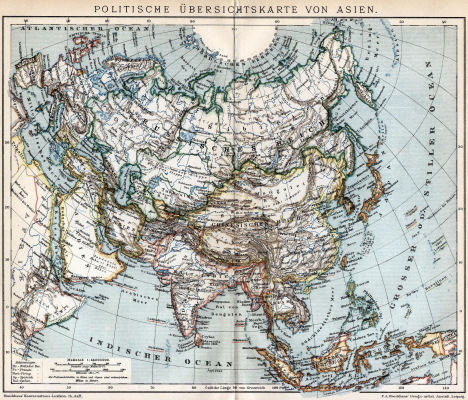 Brockhaus' Konversations-Lexikon, 1894-1897
1.981. Politische Übersichtskarte von Asien