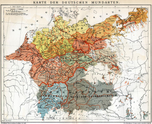 Brockhaus' Konversations-Lexikon, 1894-1897
5.28. Karte der deutschen Mundarten