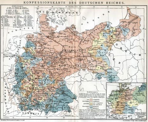 Brockhaus' Konversations-Lexikon, 1894-1897
5.122. Konfessionskarte des Deutschen Reiches