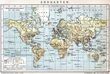 Brockhaus' Konversations-Lexikon, 1894-1897
6.253a. Erdkarten (I. Bevölkerungsdichtigkeit auf der Erde)