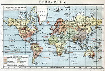 Brockhaus' Konversations-Lexikon, 1894-1897
6.253b. Erdkarten (II. Verteilung der Religionen auf der Erde)