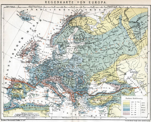 Brockhaus' Konversations-Lexikon, 1894-1897
6.426. Regenkarte von Europa
