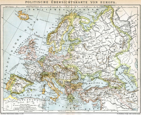 Brockhaus' Konversations-Lexikon, 1894-1897
6.431. Politische Übersichtskarte von Europa