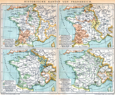 Brockhaus' Konversations-Lexikon, 1894-1897
7.80. Historische Karten von Frankreich